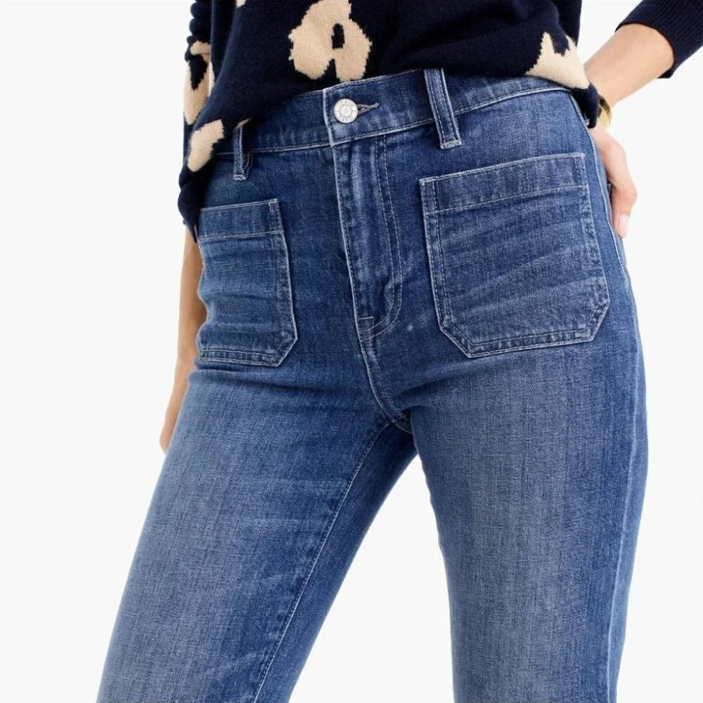 J.Crew Demi- Bootcut With Patch Pockets Jean In Medium Bay Wash - Picture 3 of 15
